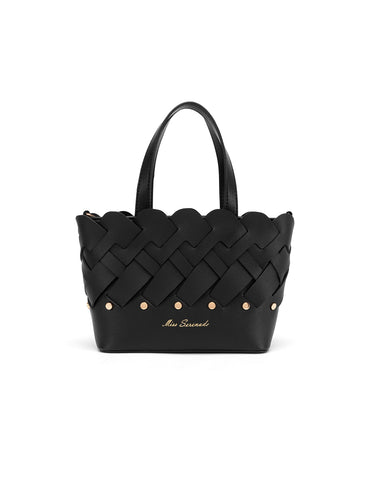CATALINA VEGAN MINI WOVEN PANEL GRIP BAG- XB-2363-BLK- NEW IN