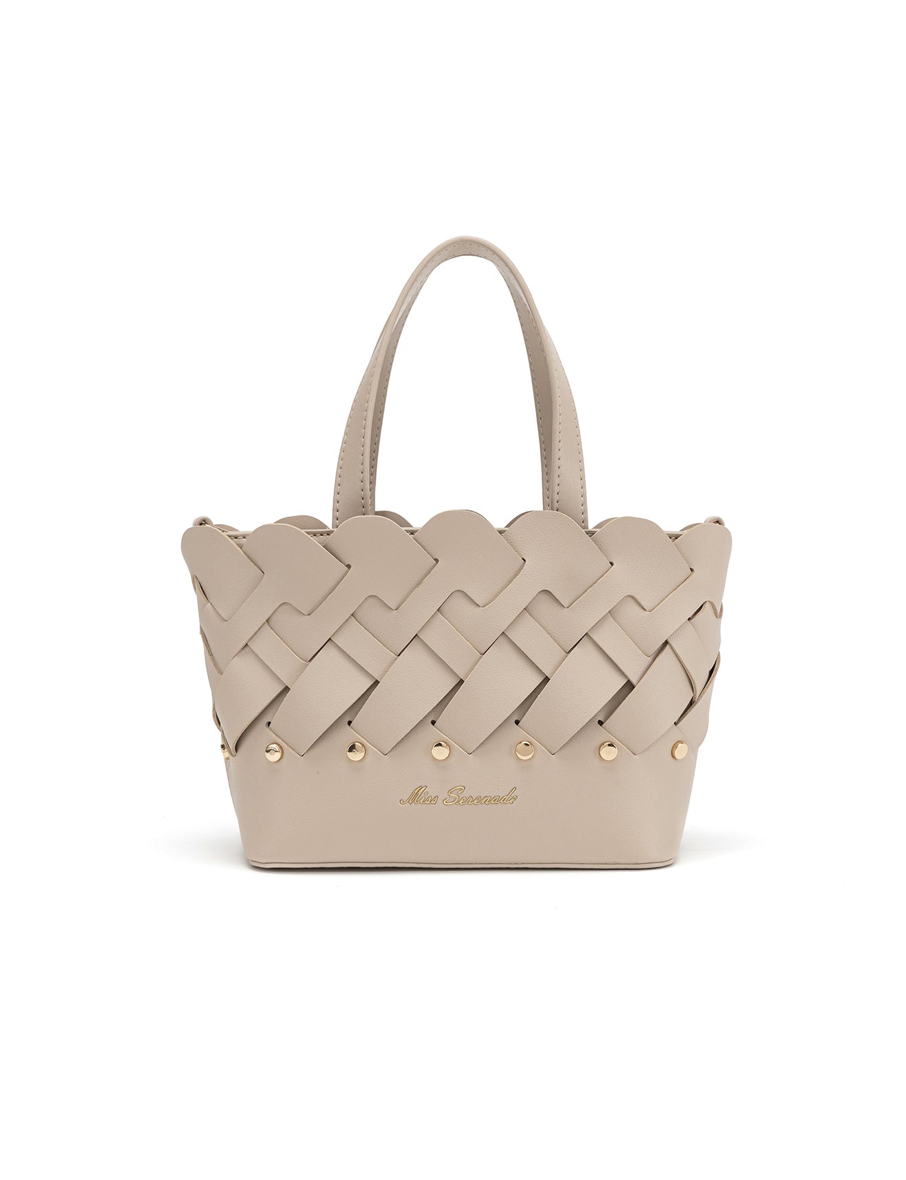 CATALINA VEGAN MINI WOVEN PANEL GRIP BAG- XB-2363-TAUPE