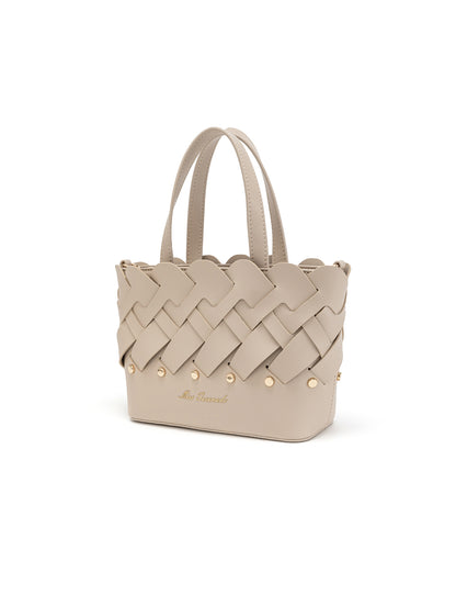 CATALINA VEGAN MINI WOVEN PANEL GRIP BAG- XB-2363-TAUPE