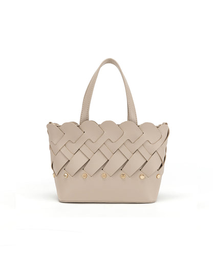 CATALINA VEGAN MINI WOVEN PANEL GRIP BAG- XB-2363-TAUPE