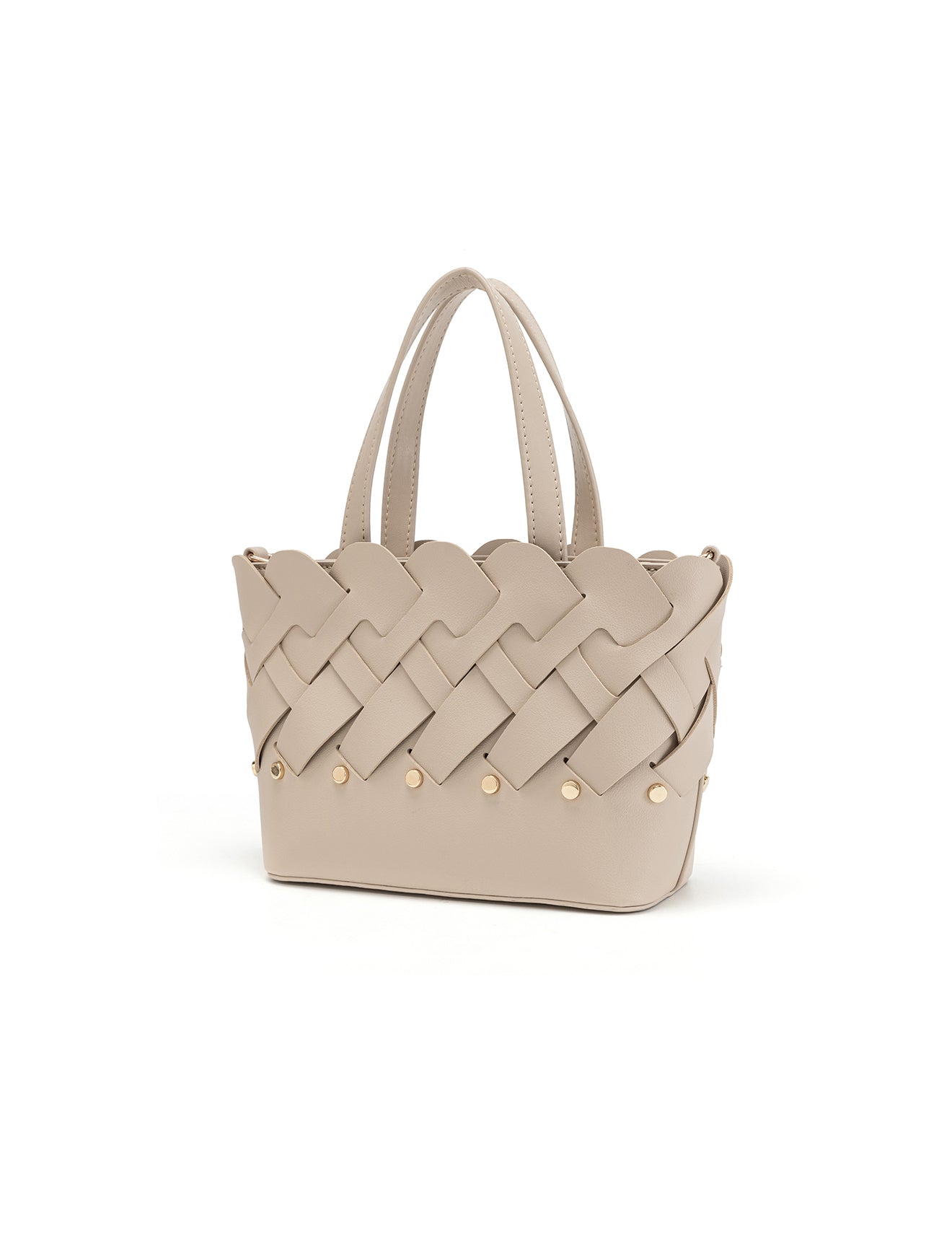 CATALINA VEGAN MINI WOVEN PANEL GRIP BAG- XB-2363-TAUPE