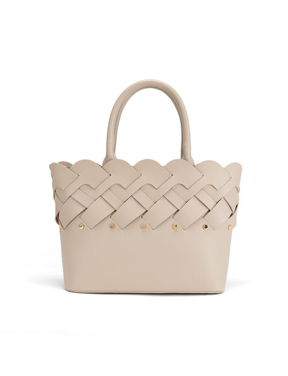 CATALINA VEGAN WOVEN PANEL GRIP BAG- XB-2364-TAUPE