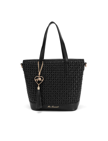 CALLIE WOVEN VEGAN TOTE- XB-2365-BLK- NEW IN