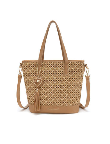 CALLIE WOVEN VEGAN TOTE - XB-2365-NATURAL- NEW IN
