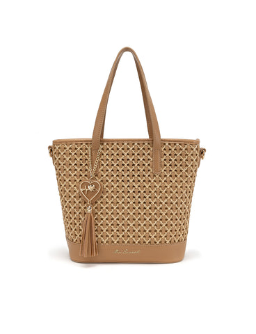 CALLIE WOVEN VEGAN TOTE - XB-2365-NATURAL- NEW IN