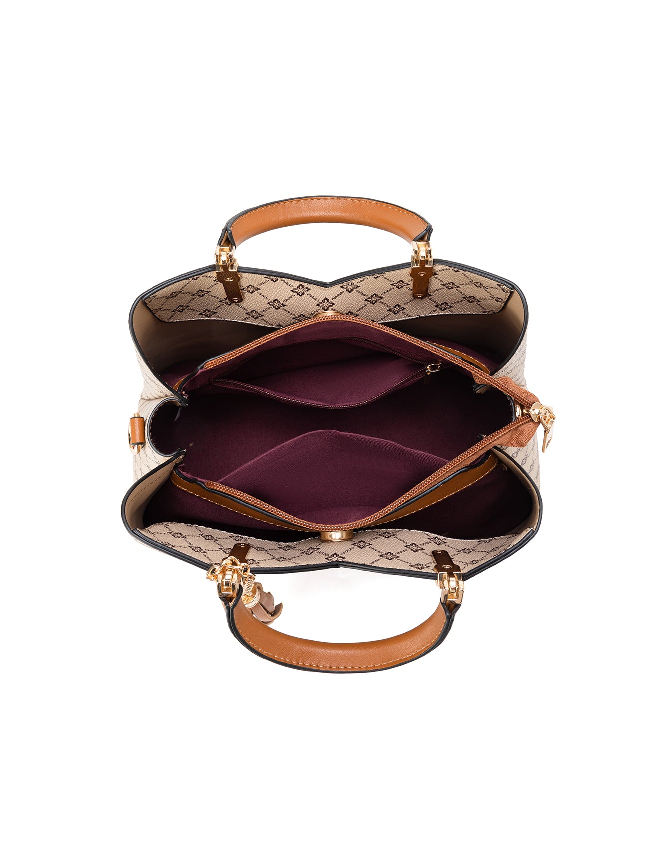 TARA VEGAN TRIPLE COMPARTMENT BAG- XB-2372-BEI- NEW IN