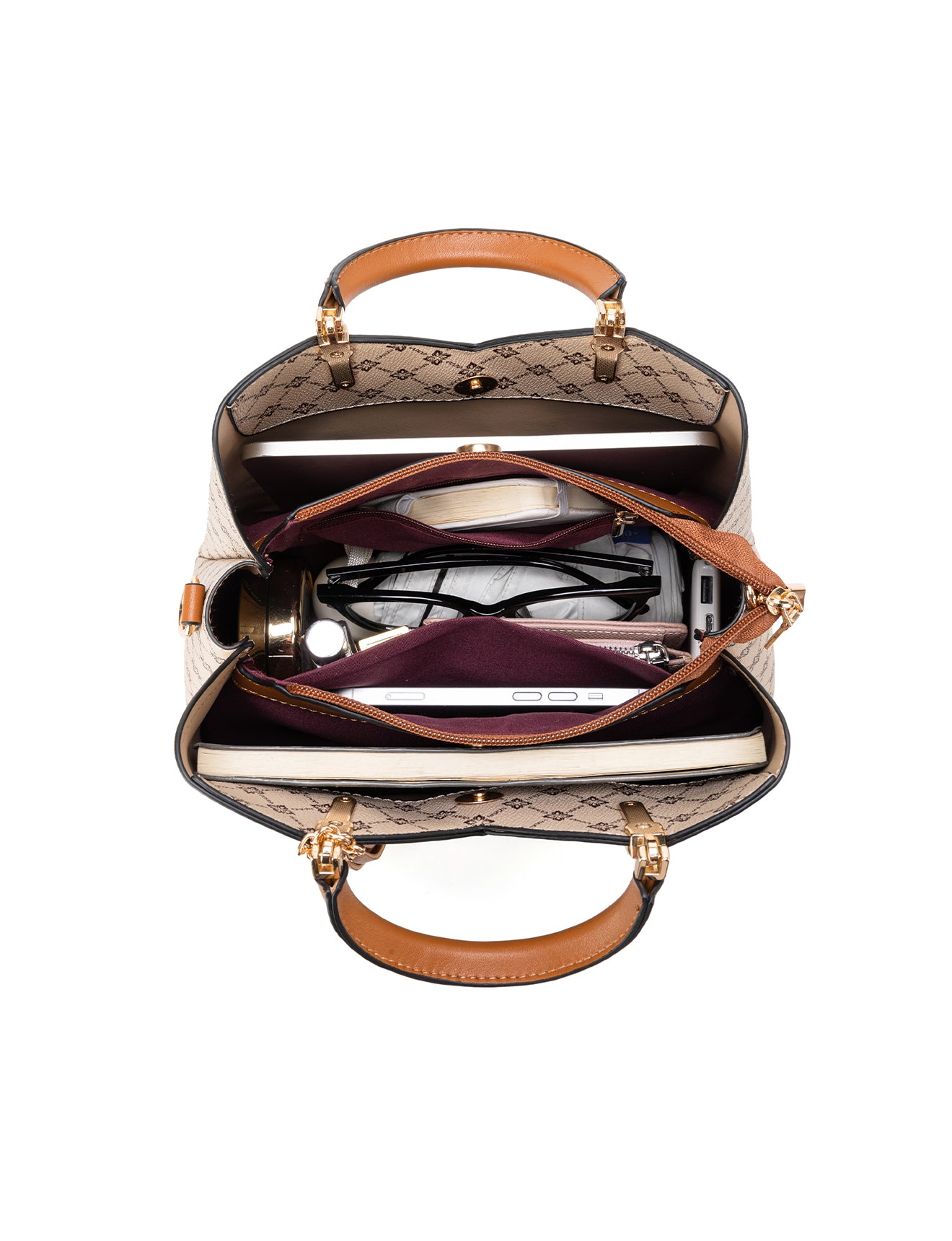 TARA VEGAN TRIPLE COMPARTMENT BAG- XB-2372-BEI- NEW IN