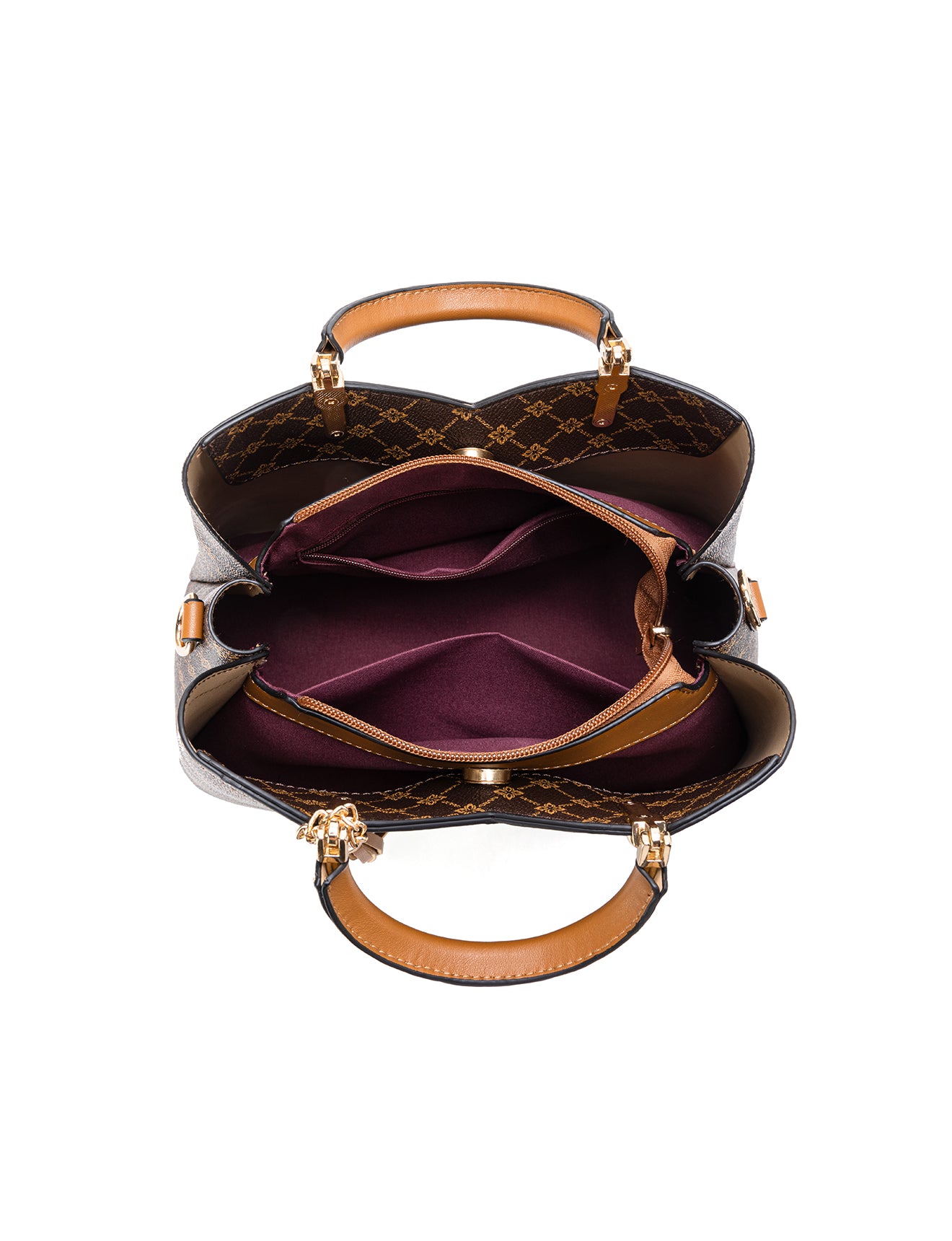 TARA VEGAN TRIPLE COMPARTMENT BAG- XB-2372-TAN- NEW IN
