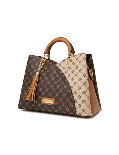 TARA MULTI TRIPLE COMPARTMENT BAG - TAN & BEIGE MULTI