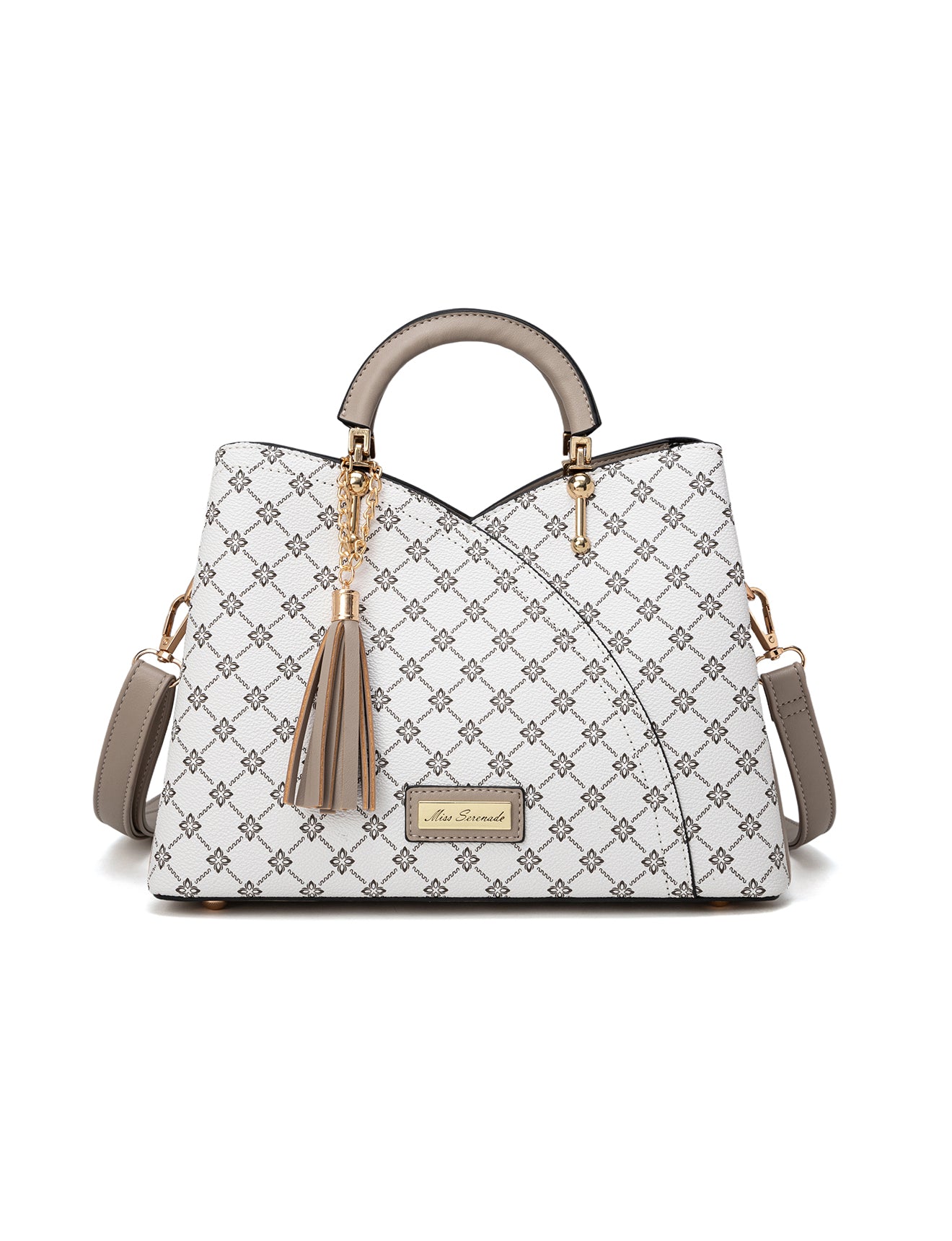 TARA MULTI TRIPLE COMPARTMENT BAG - WHITE & TAUPE