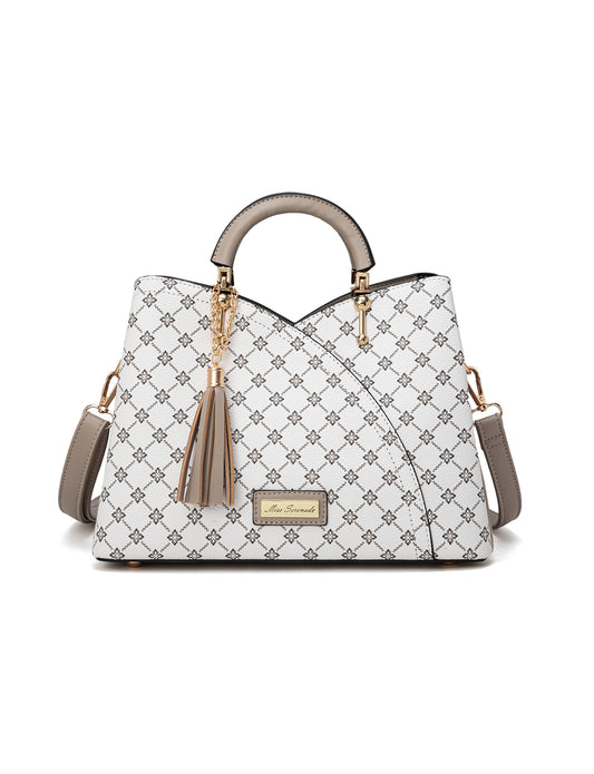 TARA MULTI TRIPLE COMPARTMENT BAG - WHITE & TAUPE