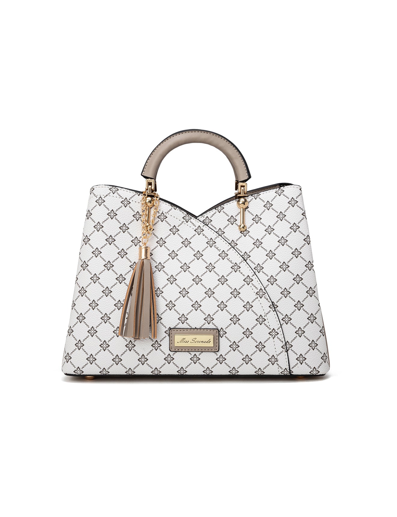 TARA MULTI TRIPLE COMPARTMENT BAG - WHITE & TAUPE
