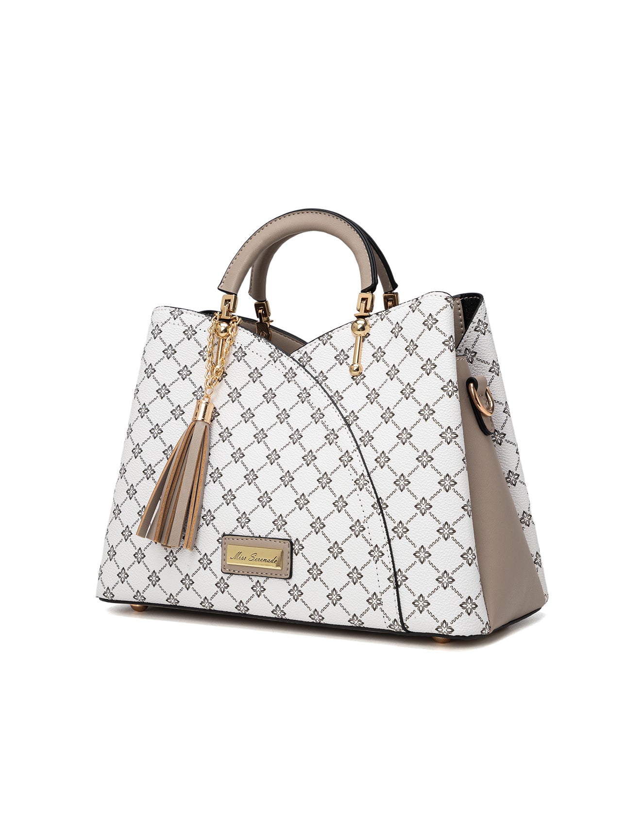 TARA MULTI TRIPLE COMPARTMENT BAG - WHITE & TAUPE