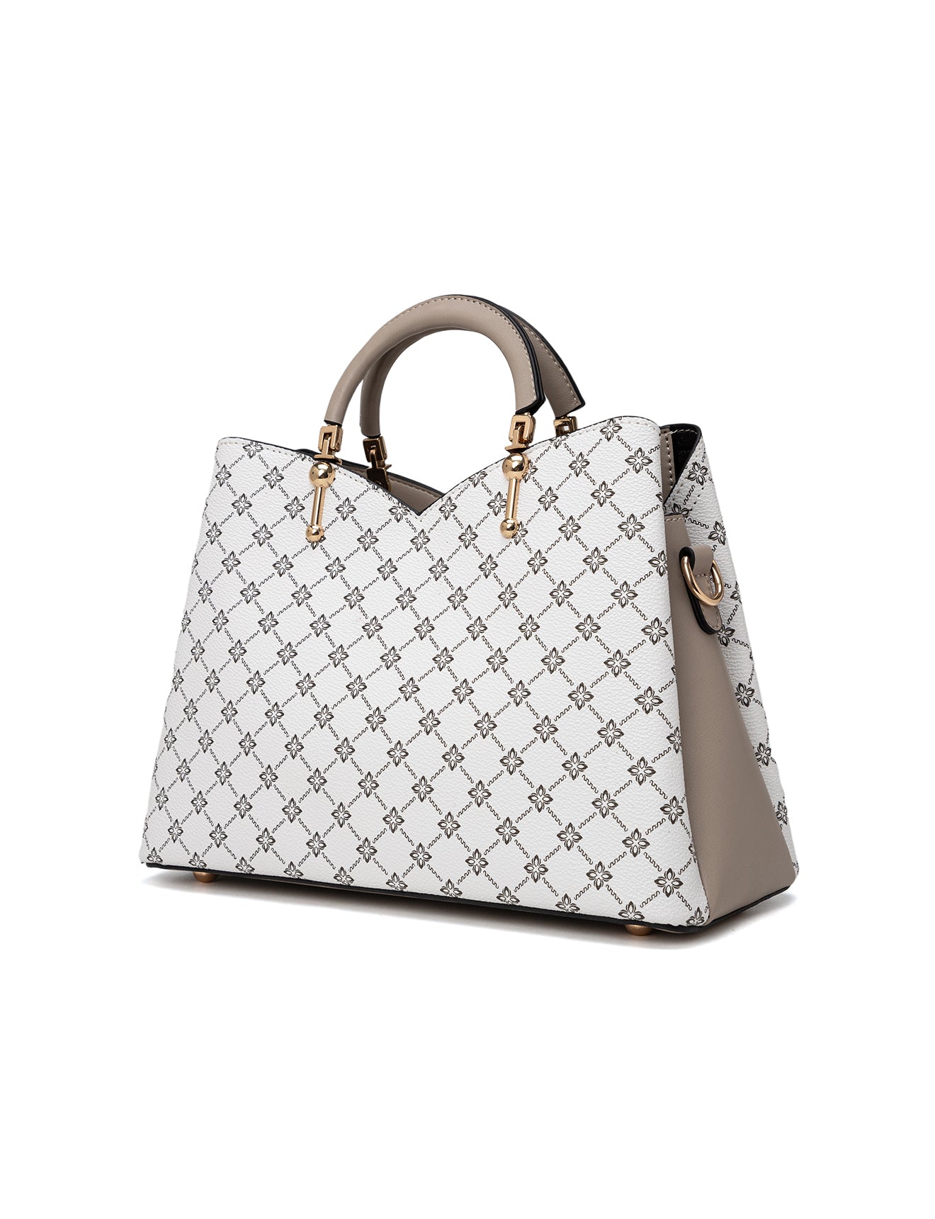 TARA MULTI TRIPLE COMPARTMENT BAG - WHITE & TAUPE