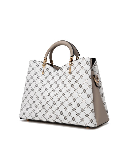 TARA MULTI TRIPLE COMPARTMENT BAG - WHITE & TAUPE