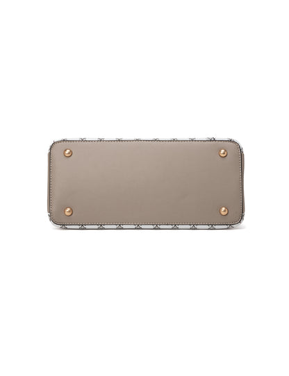 TARA MULTI TRIPLE COMPARTMENT BAG - WHITE & TAUPE