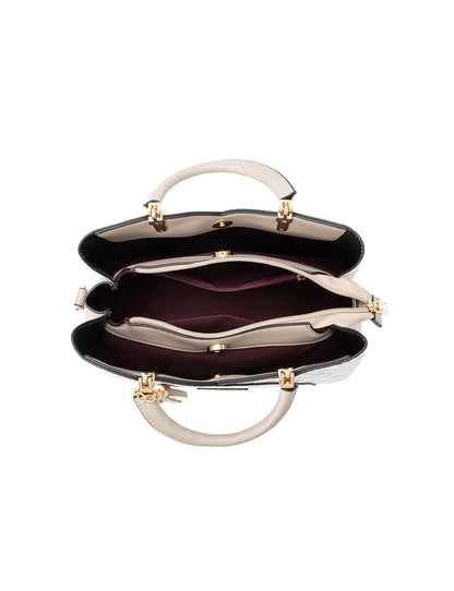 TARA MULTI TRIPLE COMPARTMENT BAG - WHITE & TAUPE