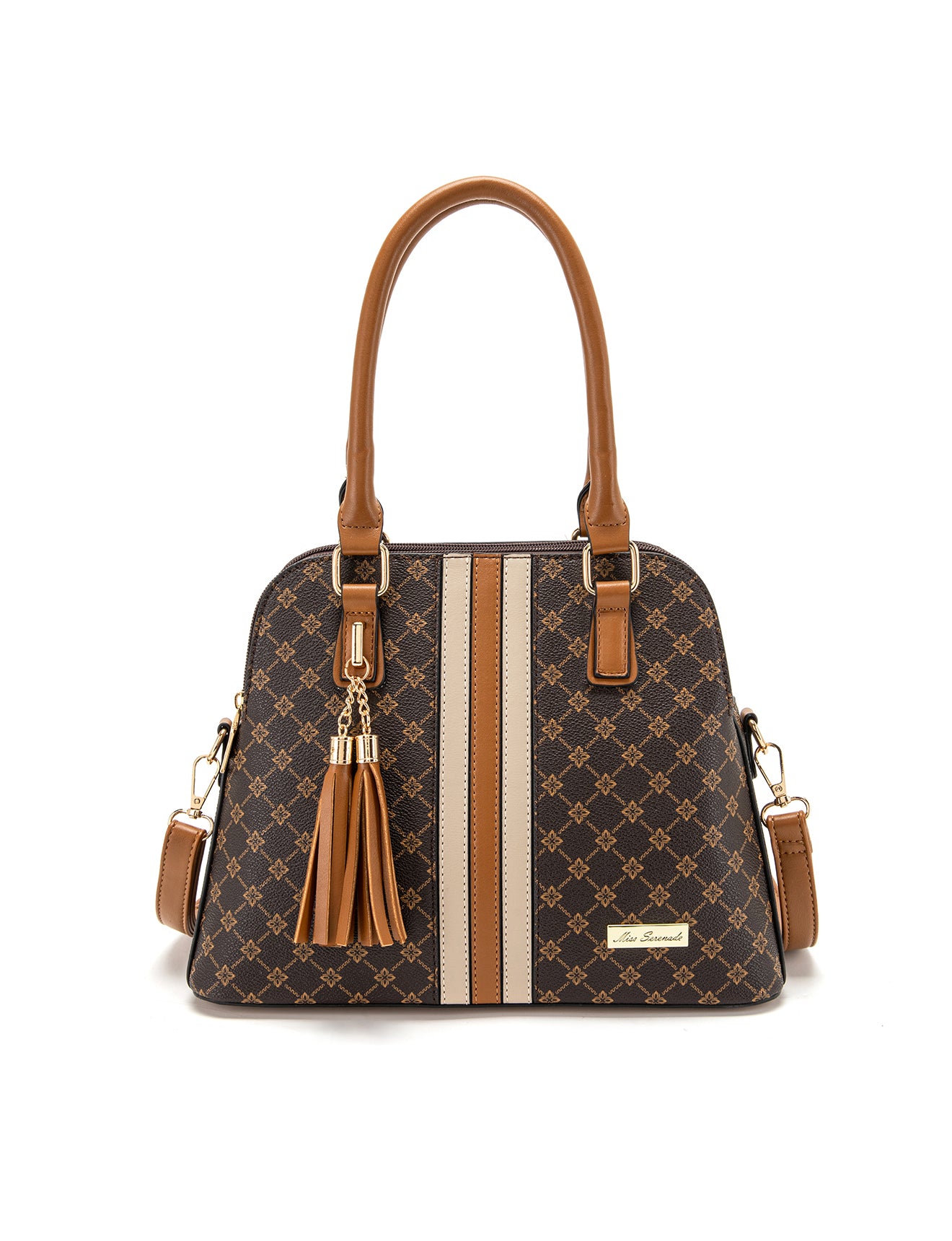 TESS TRIPLE COMPARTMENT VEGAN DOME BAG- XB-2374-TAN-NEW IN