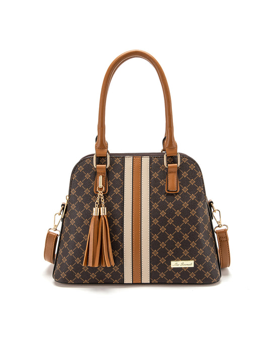 TESS TRIPLE COMPARTMENT VEGAN DOME BAG- XB-2374-TAN-NEW IN