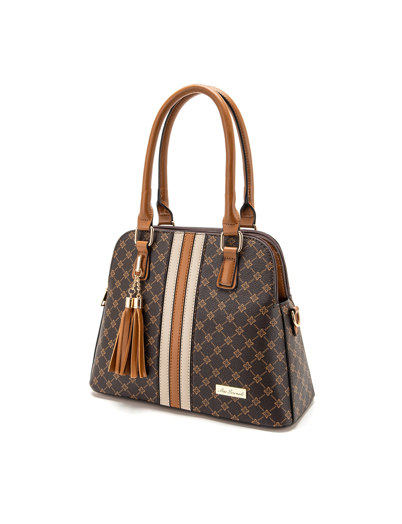 TESS TRIPLE COMPARTMENT VEGAN DOME BAG- XB-2374-TAN-NEW IN