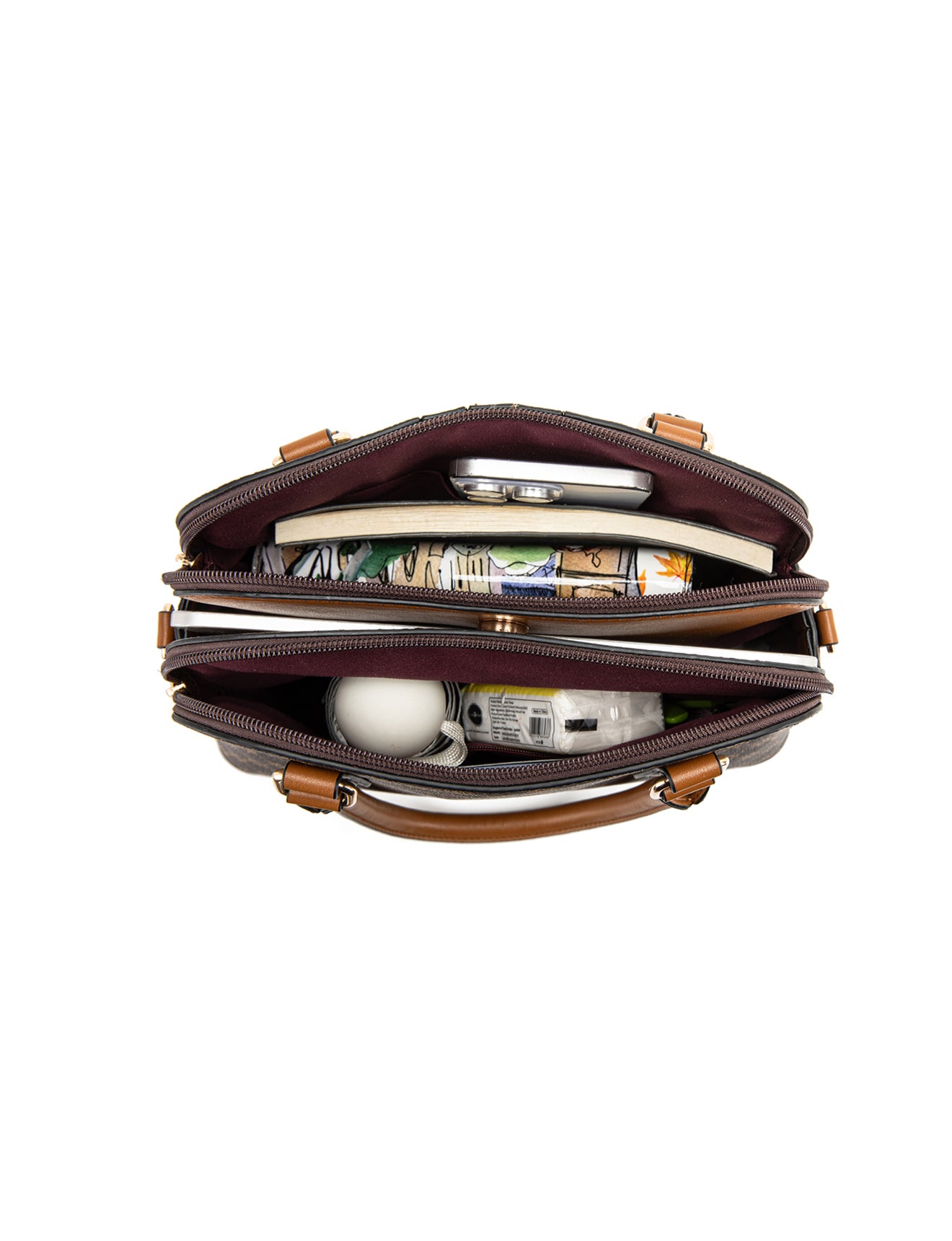 TESS TRIPLE COMPARTMENT VEGAN DOME BAG- XB-2374-TAN-NEW IN