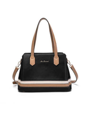CARLY TONAL VEGAN TRIPLE COMPARTMENT BAG- XB-2378-BLK- NEW IN