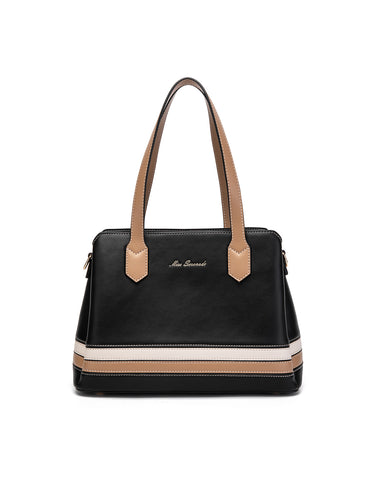 CARLY TONAL VEGAN TRIPLE COMPARTMENT BAG- XB-2378-BLK- NEW IN