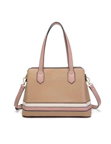 CARLY TONAL VEGAN TRIPLE COMPARTMENT BAG- XB-2378-CAM- NEW IN