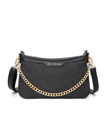 ASHLEY VEGAN SOULDER BAG CHAIN DETAIL- XB-2380-BLK- NEW IN