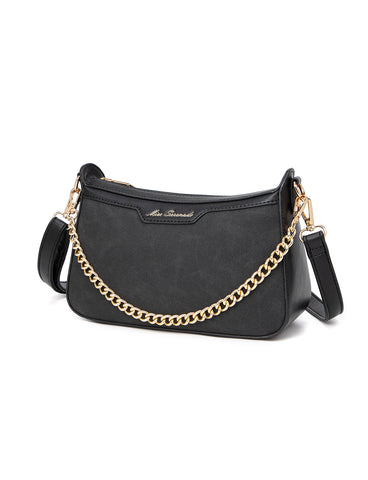ASHLEY VEGAN SOULDER BAG CHAIN DETAIL- XB-2380-BLK- NEW IN