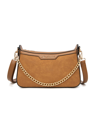 ASHLEY VEGAN SOULDER BAG CHAIN DETAIL- XB-2380-TAN- NEW IN