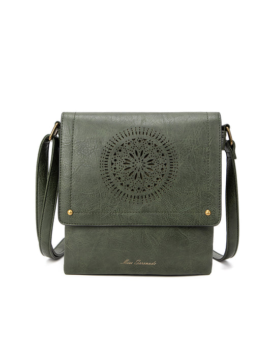 IMOGEN VEGAN FLAP OVER XBODY BAG- XB-2381-OLIVE- NEW IN