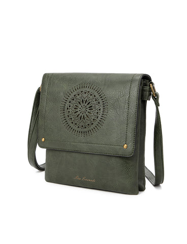 IMOGEN VEGAN FLAP OVER XBODY BAG- XB-2381-OLIVE- NEW IN