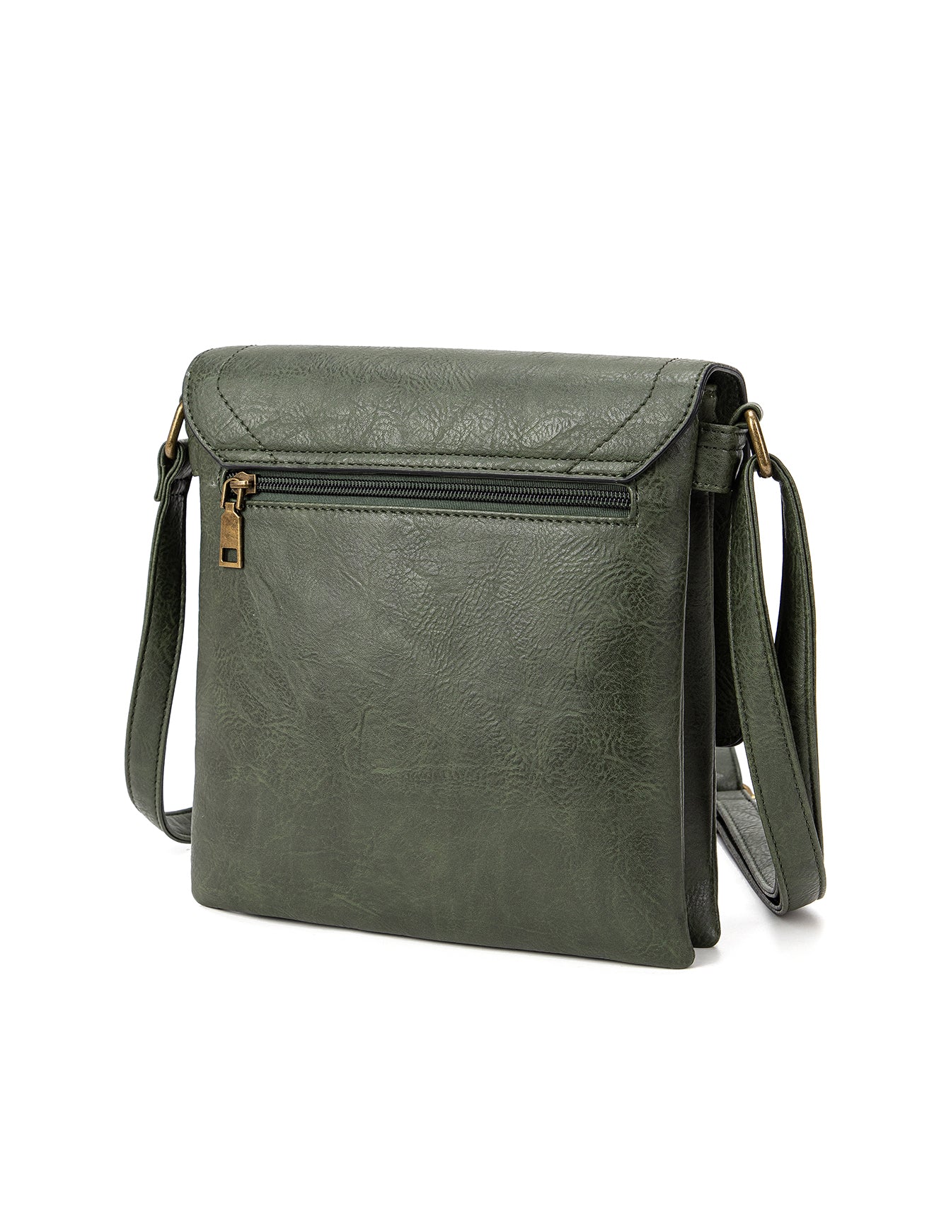 IMOGEN VEGAN FLAP OVER XBODY BAG- XB-2381-OLIVE- NEW IN