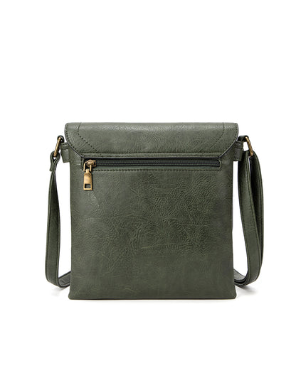 IMOGEN VEGAN FLAP OVER XBODY BAG- XB-2381-OLIVE- NEW IN