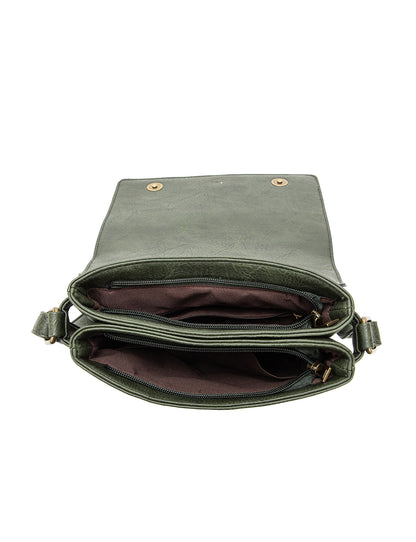 IMOGEN VEGAN FLAP OVER XBODY BAG- XB-2381-OLIVE- NEW IN