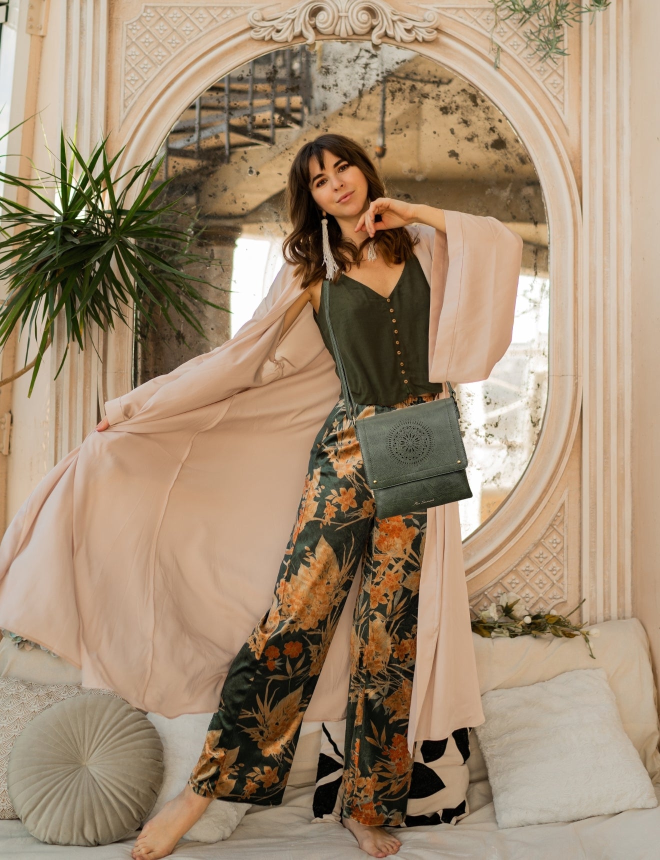 IMOGEN VEGAN FLAP OVER XBODY BAG- XB-2381-OLIVE- NEW IN