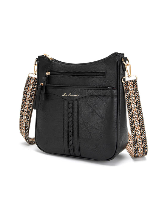 KALI VEGAN BAG WITH WEBBING STRAP- XB-2383-BLK- NEW IN