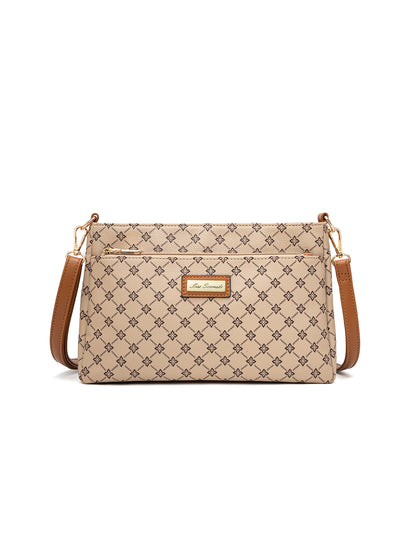 ROME TRIPLE COMPARTMENT XBODY BAG - BEIGE