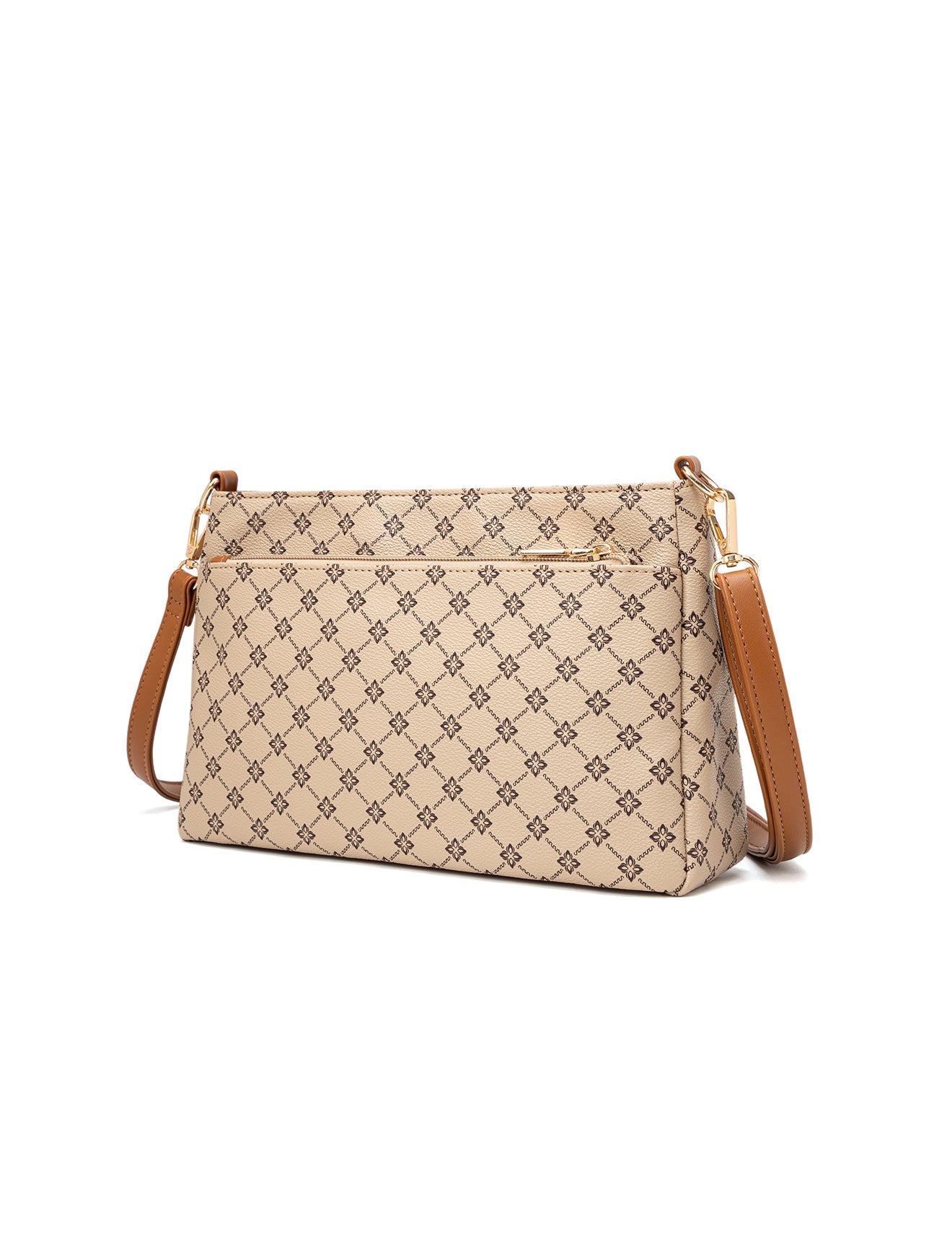 ROME TRIPLE COMPARTMENT XBODY BAG - BEIGE