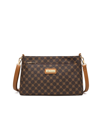 ROME TRIPLE COMPARTMENT XBODY BAG - WHITE & TAUPE
