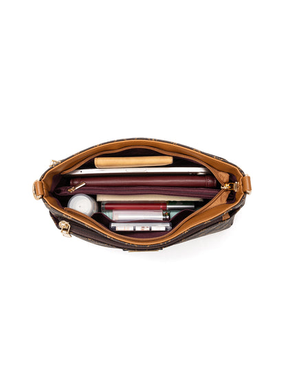 ROME TRIPLE COMPARTMENT XBODY BAG - WHITE & TAUPE