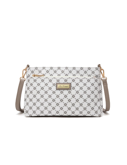 ROME TRIPLE COMPARTMENT XBODY BAG - WHITE & TAUPE