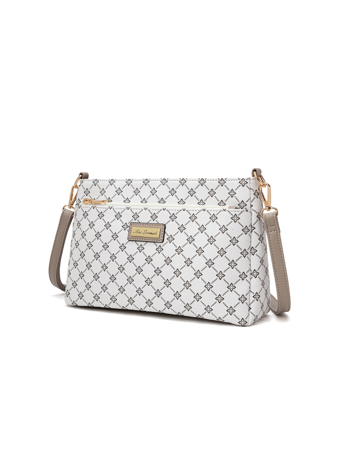 ROME TRIPLE COMPARTMENT XBODY BAG - WHITE & TAUPE