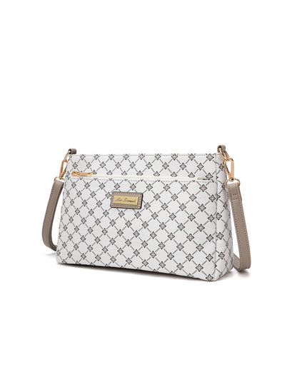 ROME TRIPLE COMPARTMENT XBODY BAG - WHITE & TAUPE