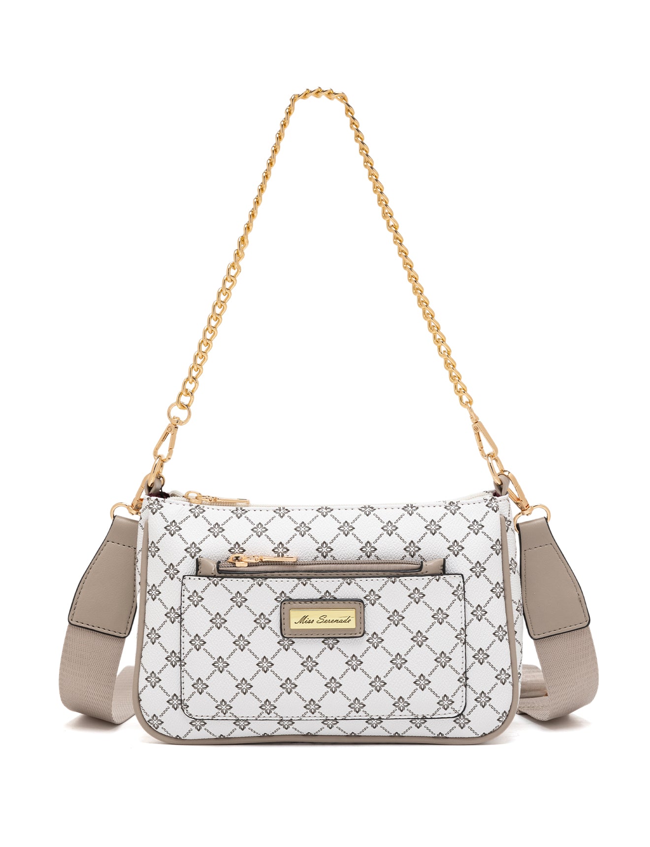 MILANO XBODY BAG WITH REMOVABLE ZIP COIN PURSE - WHITE & TAUPE