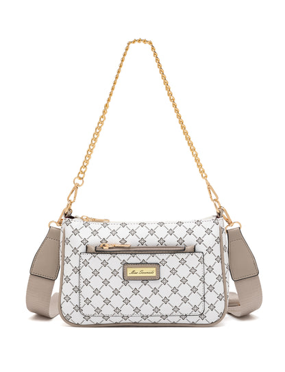 MILANO XBODY BAG WITH REMOVABLE ZIP COIN PURSE - WHITE & TAUPE