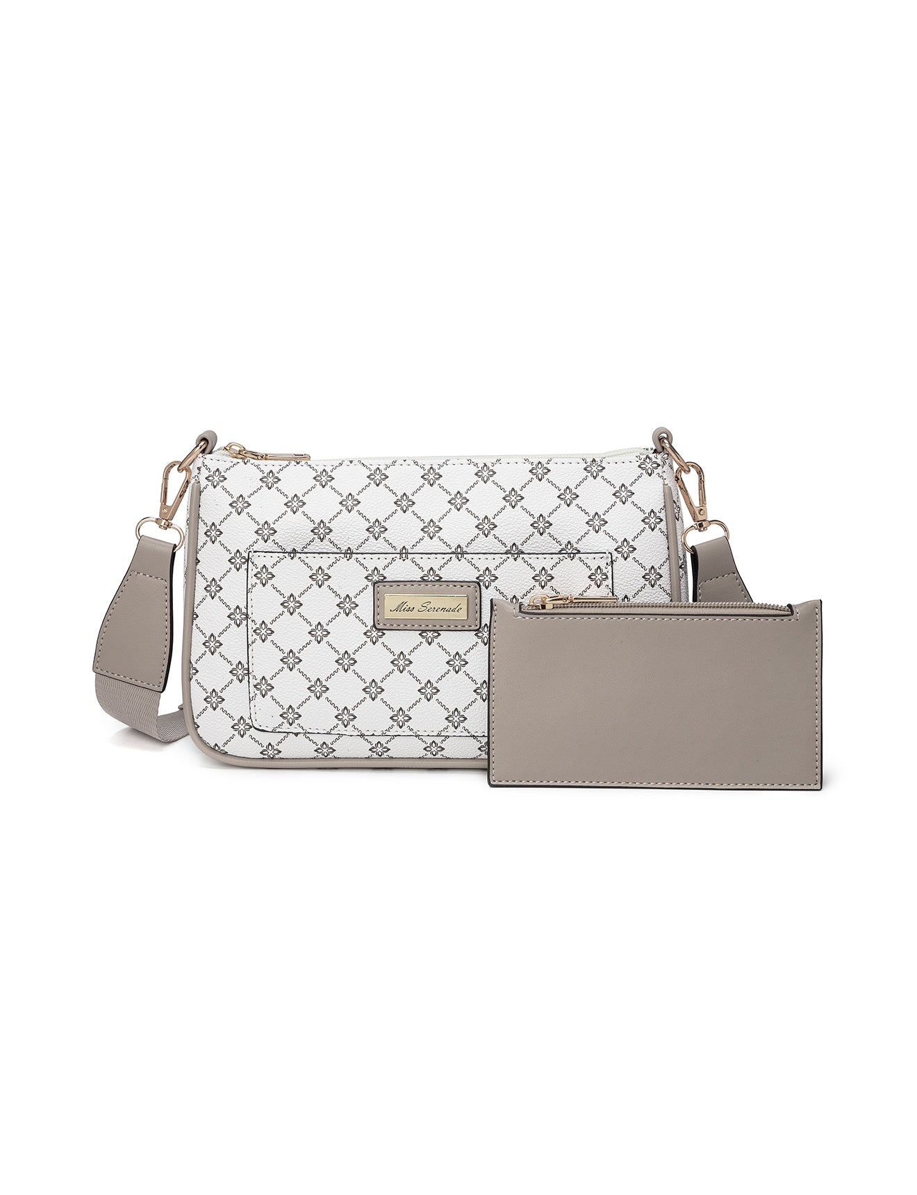 MILANO XBODY BAG WITH REMOVABLE ZIP COIN PURSE - WHITE & TAUPE