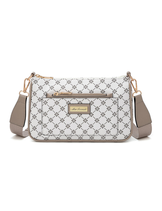 MILANO XBODY BAG WITH REMOVABLE ZIP COIN PURSE - WHITE & TAUPE