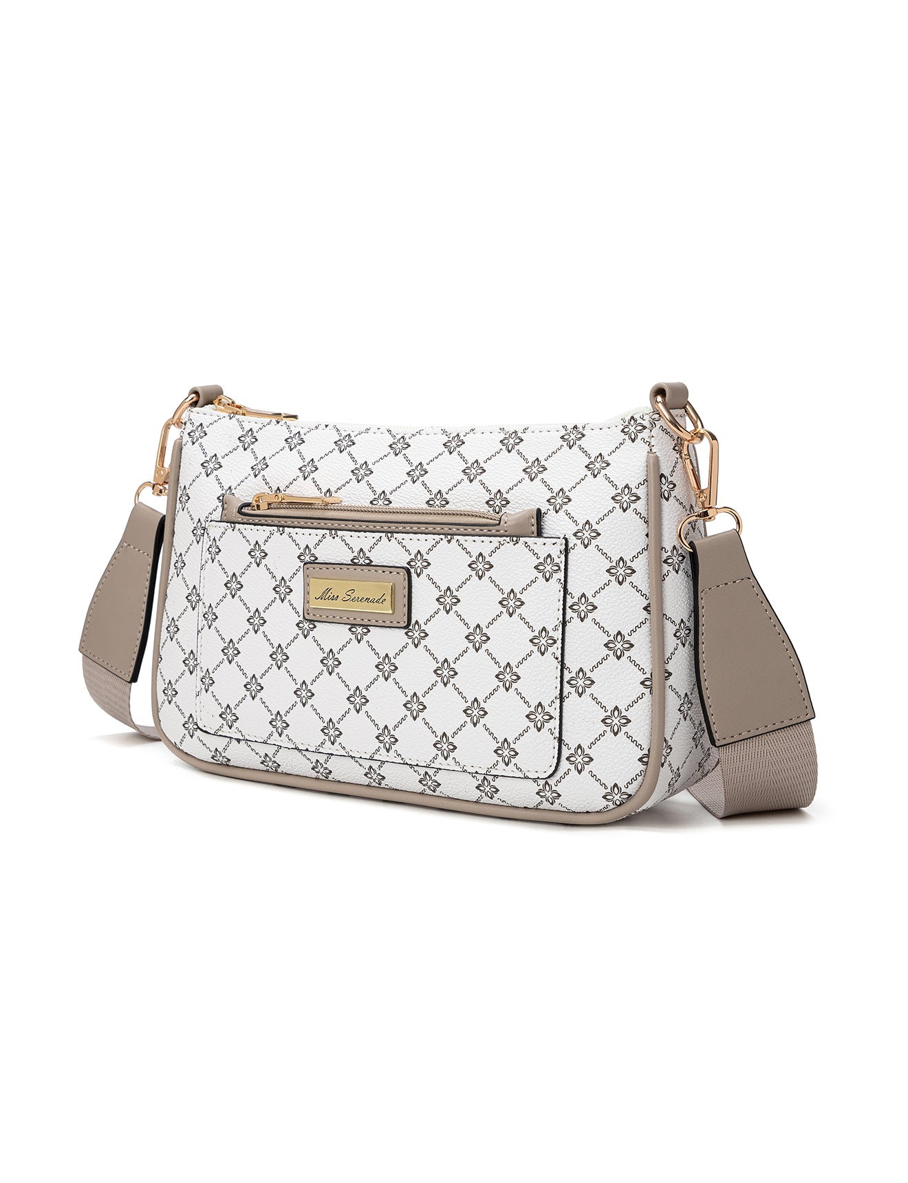 MILANO XBODY BAG WITH REMOVABLE ZIP COIN PURSE - WHITE & TAUPE